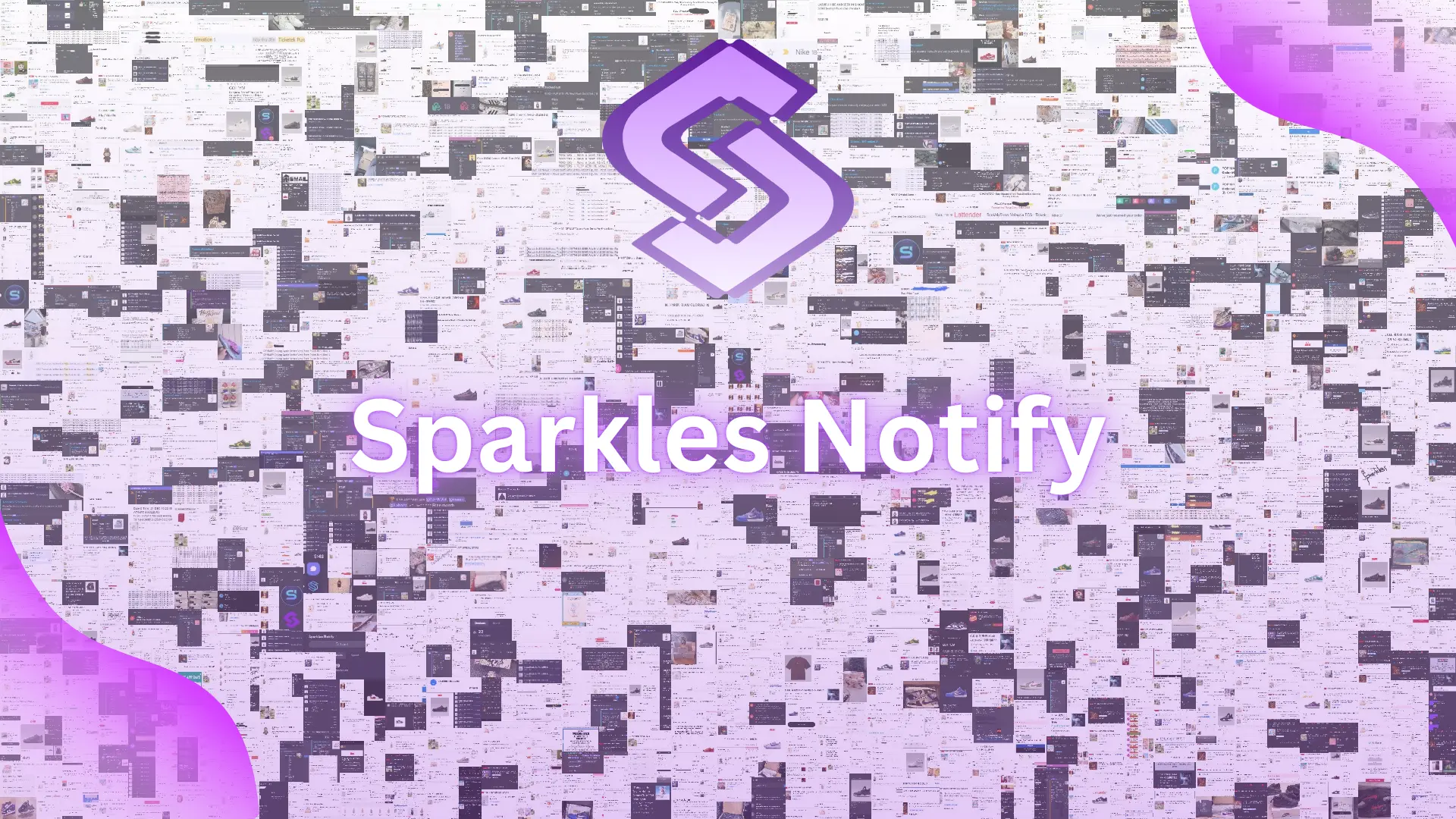 Thousands of Sparkles Notify checkout success screenshots forming the Sparkles Notify logo